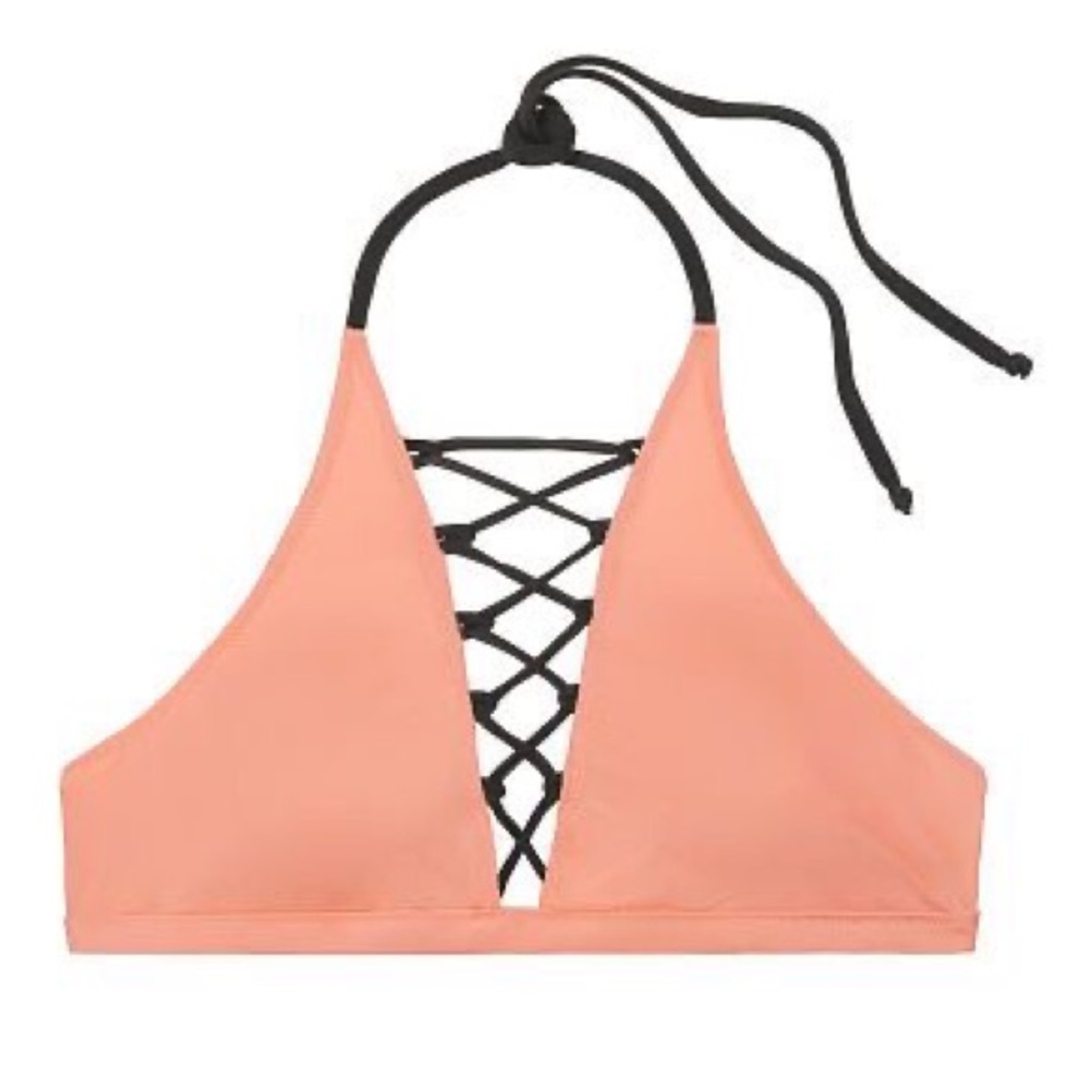NWT PINK Victorias Secret Strappy High Neck Bikini
